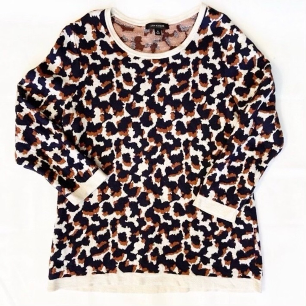 Ann Taylor Animal Print Wool Blend Sweater